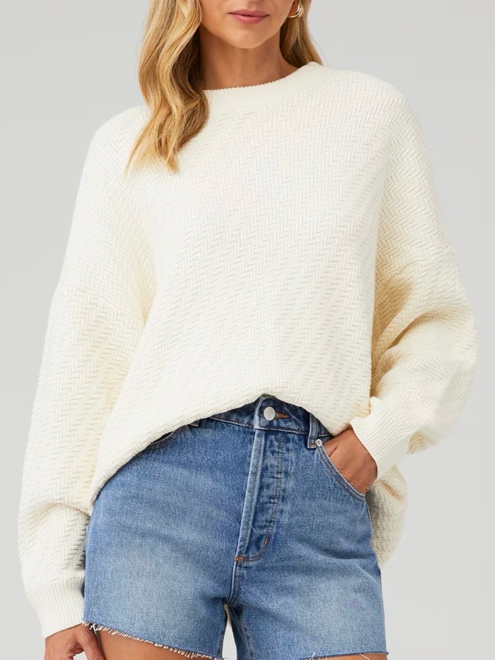 Show Me Your Mumu Crosby Sweater White Textured Knit